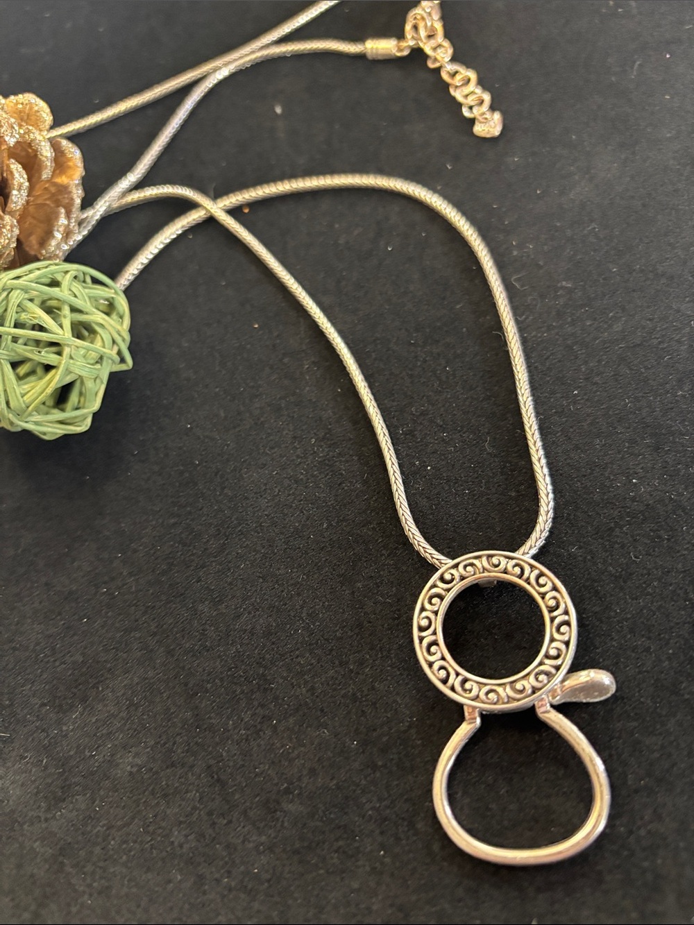 Brighton  Charm Holding Pendant Necklace with long adjustable chain.